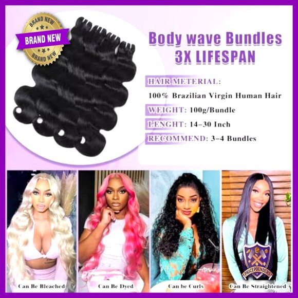 3 Bundles 22-26 Inch Body Wave Human Hair Extensions Brazilian Virgin Hair main image 4